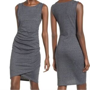 Leith Womens Gray Ruched Sleeveless Knit Knee Length Dress-Size S